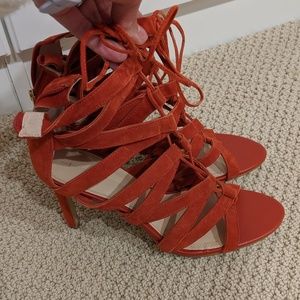 dark orange cage sandals